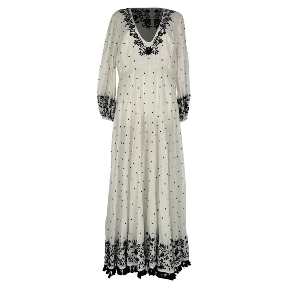 Zimmermann Polka Dot Embroidered Maxi Dress in White Linen
